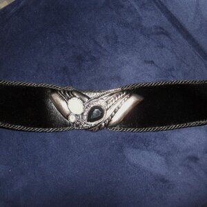 The Leather Shop Belt‎ Velvet Silver Chunky Buckle 80s Size M